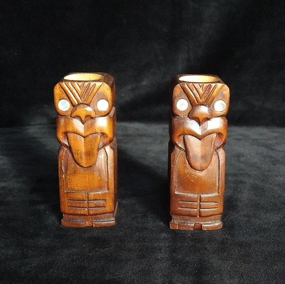 Other - Pair of Vintage Maori Tiki Candlesticks